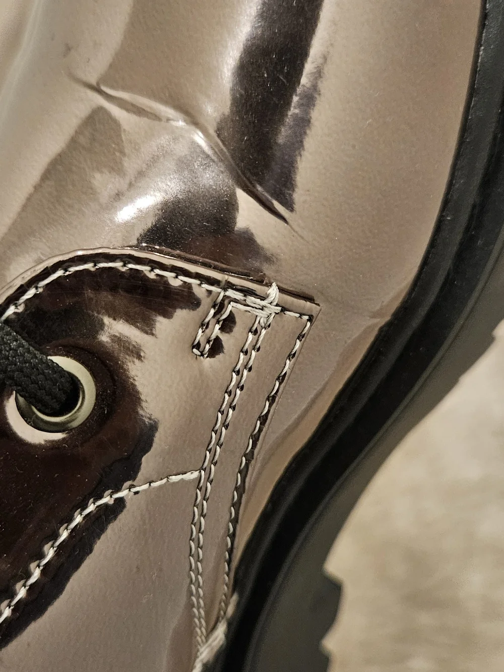 Steve Madden Metallic Bronze Lace-Up Combat Boots with Side Zip